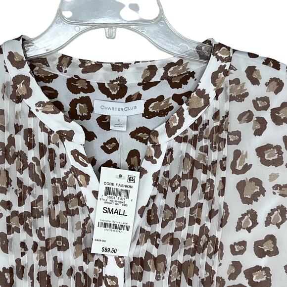 New Charter Club Size Small Cheetah Print V-Neck Blouse - Picture 3 of 7